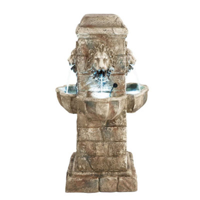 B&Q -  Majestic Lion Water Feature With Lights H100Cm