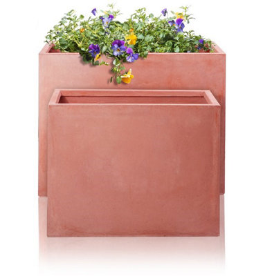 Primrose 76Cm Terracotta Fibrecotta Tall Trough Planter from B&Q