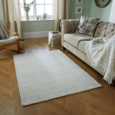 Handmade Luxurious Easy To Clean Modern Grey Wool Dotted Rug For Living Room & Bedroom-120Cm X 170Cm from B&Q