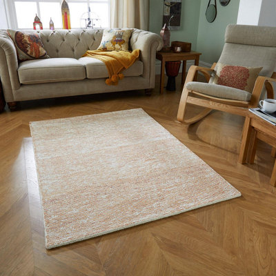 Handmade Luxurious Easy To Clean Modernorange Wool Dotted Rug For Living Room & Bedroom-80Cm X 150Cm from B&Q