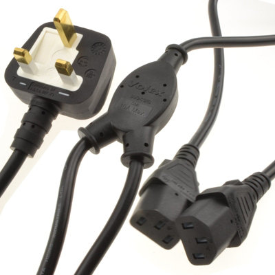 Kenable Power Cord Uk Plug To 2 X C13 Iec Dual Kettle Lead Splitter Cable 2M from B&Q