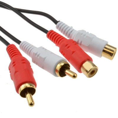 B&Q -  Rca Phono Twin Plugs To Sockets Extension Cable Audio Lead Gold 5M