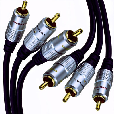 B&Q -  Pure Ofc Hq 3 X Phono Plugs To Plugs Composite Video And Audio Cable Gold 1M
