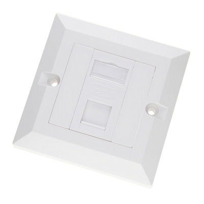 B&Q -  Rj45 Face Plate Wall Sockets Cat6 Single 1 Port With Euro Module Jacks