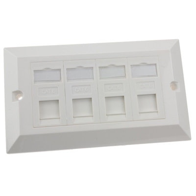 B&Q -  Rj45 Face Plate Wall Sockets Cat6 Quad 4 Port With Euro Module Jacks