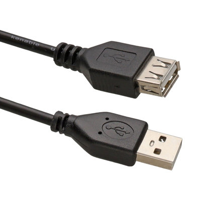 B&Q -  Usb 2.0 24Awg High Speed Extension Cable A Plug To Socket Black 3M