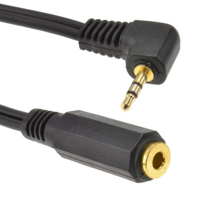 Kenable Gold 2.5mm Right Angled Stereo Jack To 3.5mm Jack Socket Audio Adapter Cable from B&Q