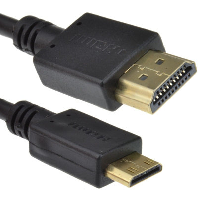 B&Q -  Mini Hdmi Type C Male Plug To Hdmi Male Cable Lead Gold 2M