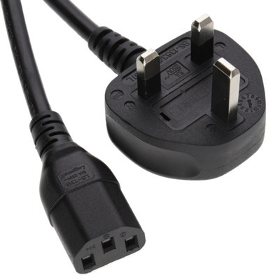 Kenable 1M Uk Plug To Iec C13 Power Cord Premium Pc Mains Lead (Kettle Lead) 5A Fused from B&Q