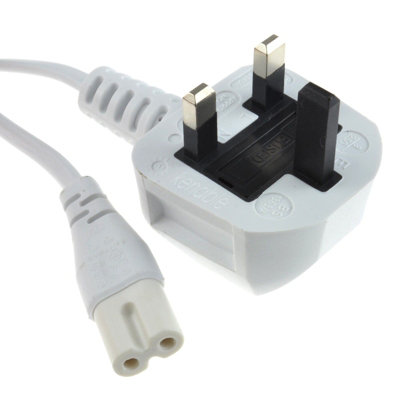 Kenable Power Cable Uk Plug (3A Fused) To C7 (Figure 8) 0.75mm Lead 3M White from B&Q