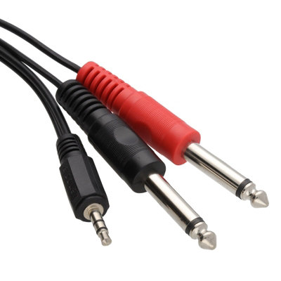 Kenable Laptop 3.5mm Jack To Mixer 2 X 6.35mm Mono Jacks Cable Lead 5M from B&Q