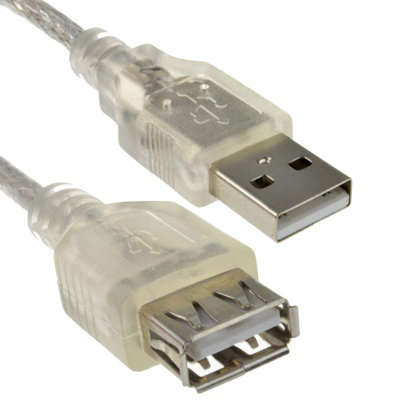 Kenable Clear Usb 2.0 Extension Cable A To A Female Lead 24Awg Ferrite 3M Medium B&Q