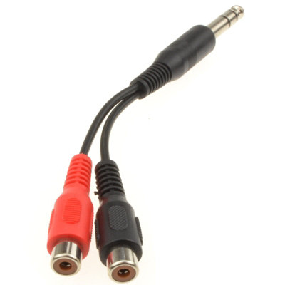 Kenable 6.35mm Stereo Jack Plug To Twin Rca Phono Sockets Adapter Cable 10Cm from B&Q