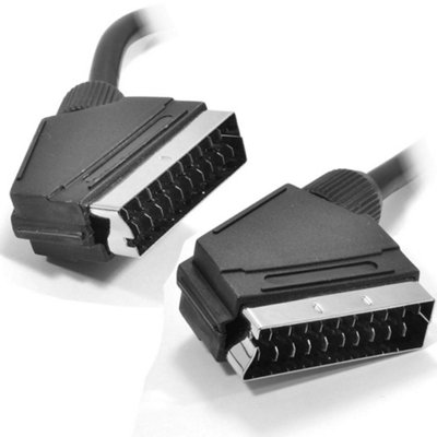 B&Q -  Black Round Scart Cable 21 Pins With Nickel Plated Ends 5M