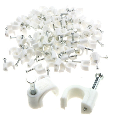 Kenable Round White 6mm Cable Clips Secure Fastenings Cables (100 Pack) from B&Q