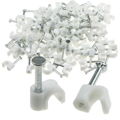 Kenable Round White 4mm Cable Clips Secure Fastenings Cables (100 Pack) from B&Q