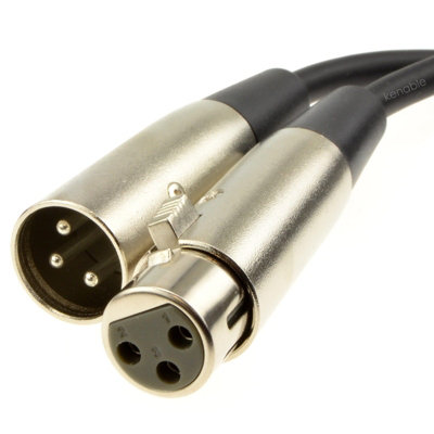 B&Q -  Nickel Xlr Male Plug To Xlr Female Socket Black Cable Lead 20M