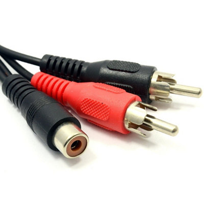 B&Q -  Single Phono Socket To 2X Rca Phono Plugs Adapter Lead Splitter Cable