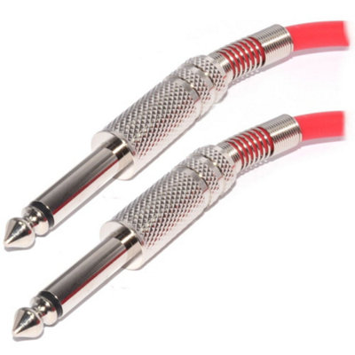 Kenable Pulse 6.35mm Low Noise Guitar Cable Nickel Connectors Red Lead 5M from B&Q