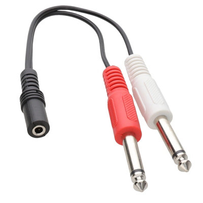 B&Q -  3.5mm Stereo Jack Socket To Twin 6.35mm Mono Jack Plugs Adapter Cable