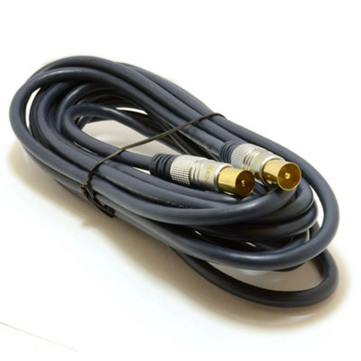 B&Q -  Pure Rg59 Hq Rf Tv Aerial Coaxial Lead Gold Male Plug To Plug 5M