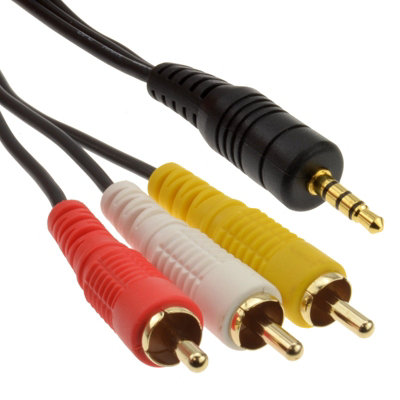 B&Q -  4 Pole 3.5mm Jack To 3 X Rca Composite & Stereo Audio Cable 2M