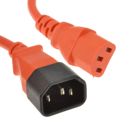 B&Q -  Power Extension Cable Iec Male To Female Ups C14 To C13 1M Orange
