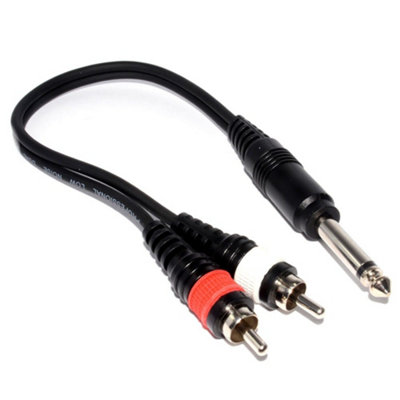 B&Q -  Pulse Pro 6.35mm Mono Jack To 2 X Phono Plugs Helical Shielded Cable 3M