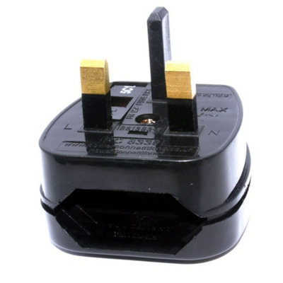 Kenable Europe Plug Socket To Uk Plug Pins Travel Adapter 3 Amps 3A Fused Black from B&Q