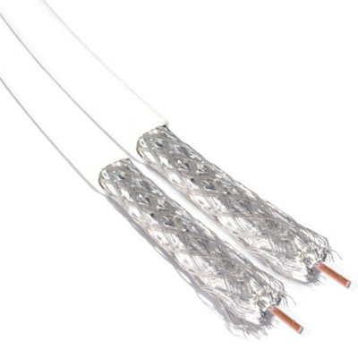 Kenable Twin Rg6U Coaxial Satellite Freeview Telewest Virgin Cable 100M White from B&Q