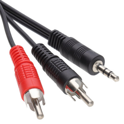 Kenable 3.5mm Stereo Jack To 2 Rca Phono Plugs Audio Cable Lead Nickel 5M from B&Q