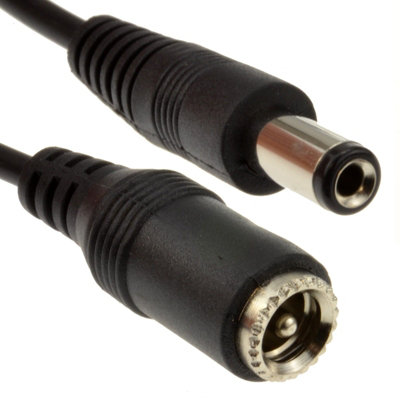 B&Q -  5.5 X 2.1mm Dc Power Plug To Socket Cctv Extension Lead Cable 5M