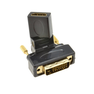 B&Q -  Rotating Multi-Angle Female Hdmi To Male Dvi-D Plug 24+1 Pin Adapter