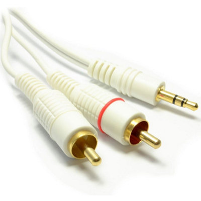 Kenable 3.5mm Stereo Jack Plug To Twin Phono Plugs Cable White 3M from B&Q