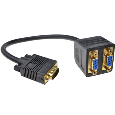 B&Q -  Hq Male Vga To 2 X Female Vga Splitter Gold Connections 20Cm
