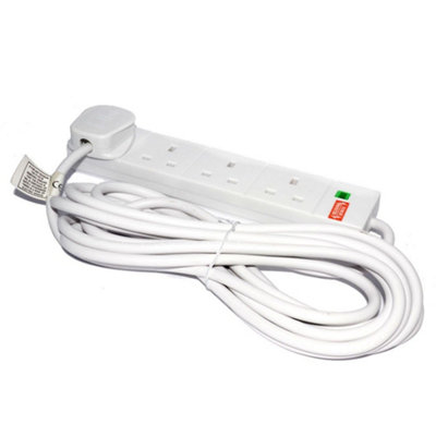 Kenable Surge Protected 4 Gang Way Mains Extension Socket Uk 13A White 5M from B&Q
