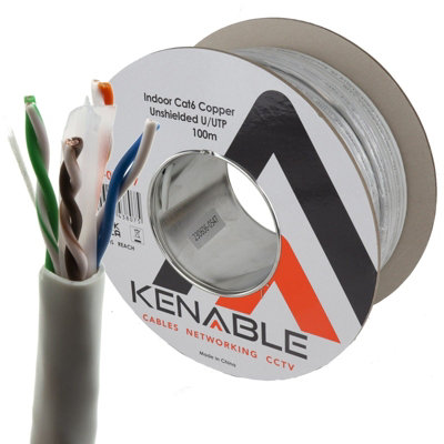 Kenable Indoor Cat6 Utp 23Awg Copper Ethernet Pvc Network Cable Reel Box 100M Grey from B&Q