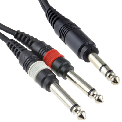 B&Q -  6.35mm Stereo Jack To Twin 6.35mm Mono Big Jacks Cable 6M