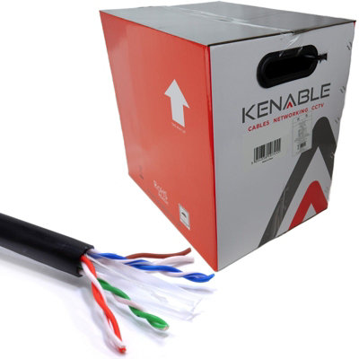 Kenable External Cat6 Outdoor Use Copper Ethernet Network Cable Reel Utp 305M Black from B&Q