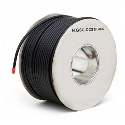 Kenable 75 Ohms Rg6U Coaxial Sky Satellite Cable Reel 100M Lead Black from B&Q