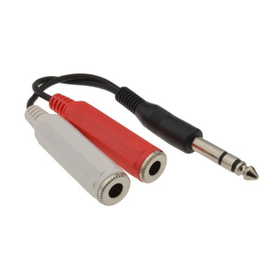 Kenable 6.35mm Stereo Jack Plug To Twin 6.35mm Stereo Jack Sockets Adapter from B&Q