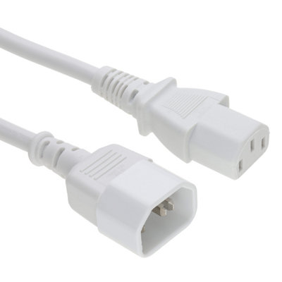 Kenable Power Extension Cable Iec Male To Female Ups Lead C14 To C13 3M White from B&Q