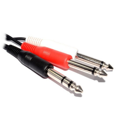 B&Q -  6.35mm Stereo Jack Plug To Twin 6.35mm Mono Jack Plugs Splitter 2M