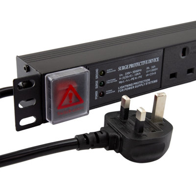 Kenable Pdu Uk Sockets 6 Way With Uk Plug Power Distribution Unit Horizontal 3 Way Surge 1.8M from B&Q