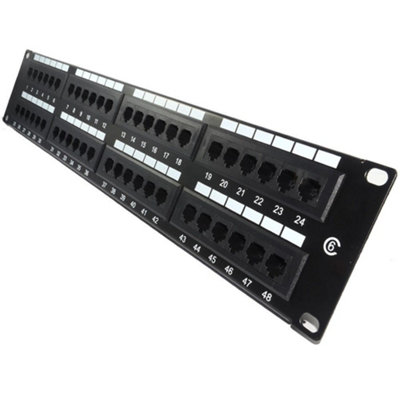 Kenable 2U Patch Panel Cat6 Gigabit Rj45 19 Inch Rack Mountable 48 Port from B&Q