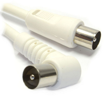 Kenable Rf Aerial Fly Lead Coax Plug To Right Angled Plug Cable White 2M from B&Q