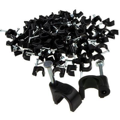 Kenable Round Black 7mm Cable Clips Secure Fastenings Cables (100 Pack) from B&Q
