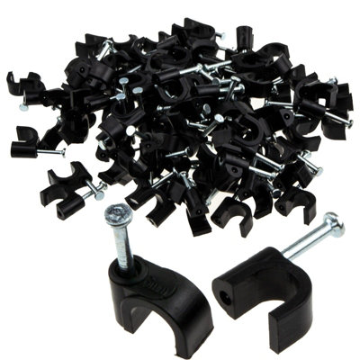 Kenable Round Black 6mm Cable Clips Secure Fastenings Cables (100 Pack) from B&Q