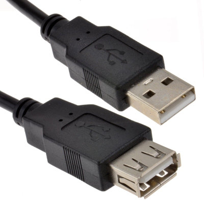 B&Q -  Usb 2.0 High Speed Cable Extension Lead A Plug To Socket Black 0.12M