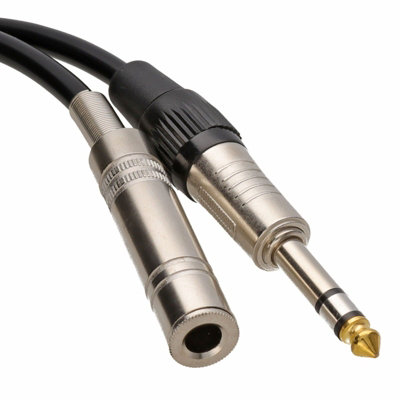 B&Q -  Premium 6.35mm Trs Jack Extension Stereo Jack Plug To Socket Cable 3M
